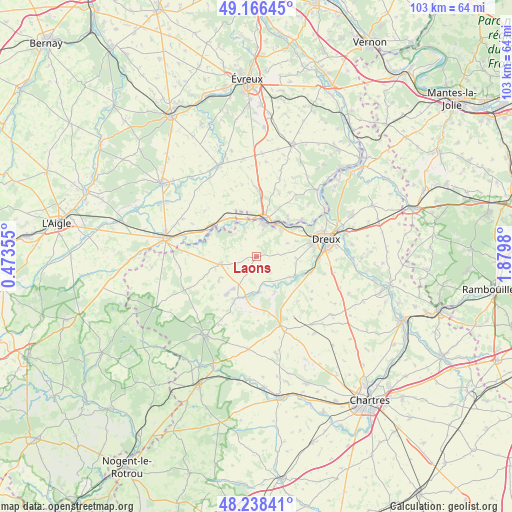 Laons on map