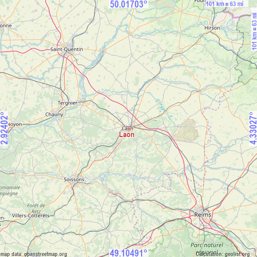 Laon on map