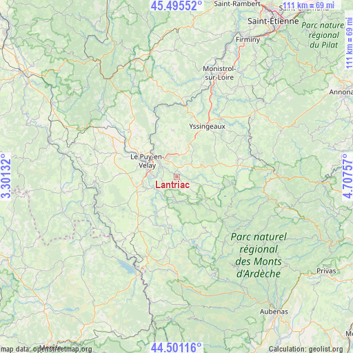 Lantriac on map