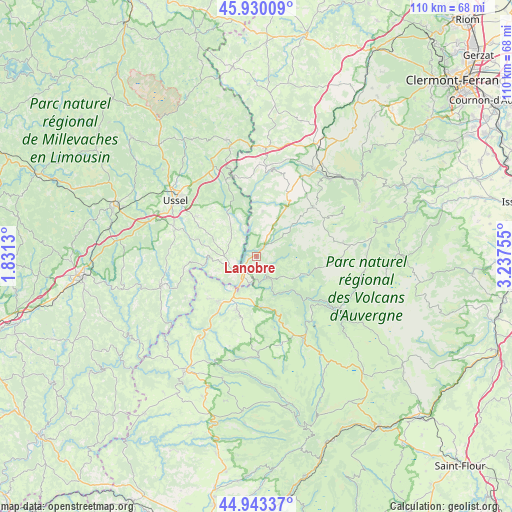 Lanobre on map