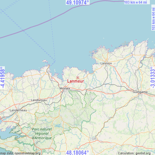 Lanmeur on map