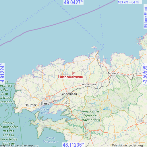 Lanhouarneau on map