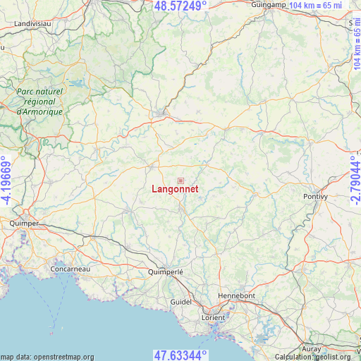 Langonnet on map