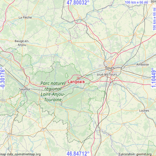 Langeais on map