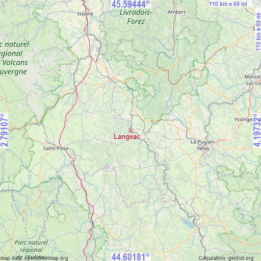 Langeac on map