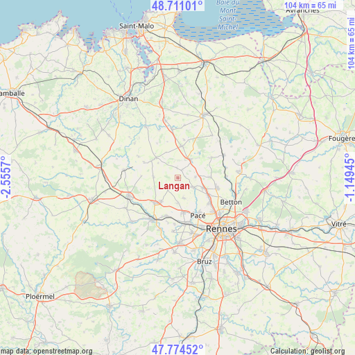 Langan on map