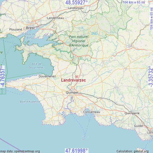 Landrévarzec on map