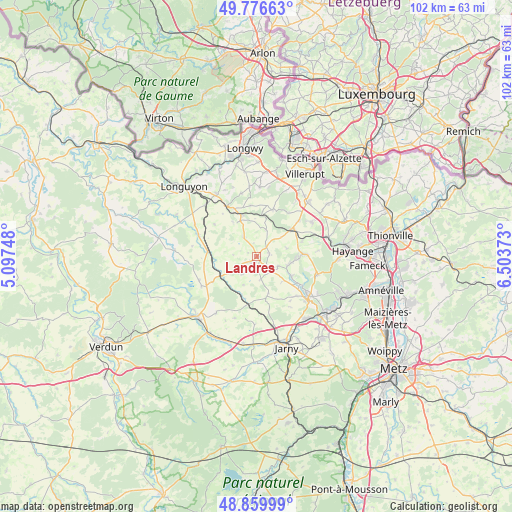 Landres on map