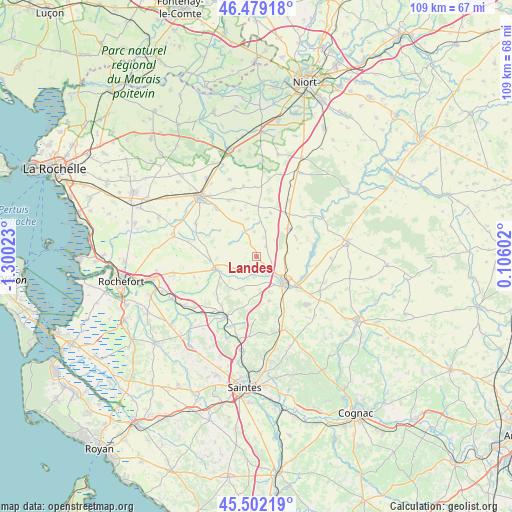 Landes on map