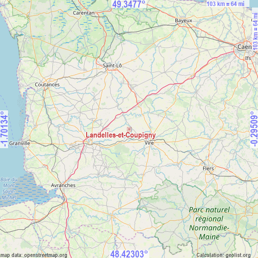 Landelles-et-Coupigny on map