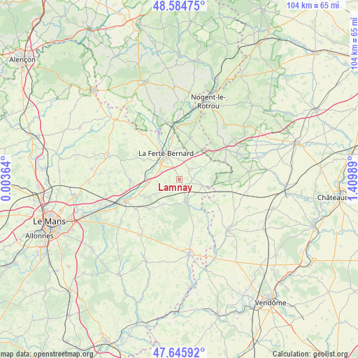 Lamnay on map