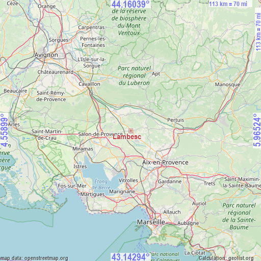 Lambesc on map