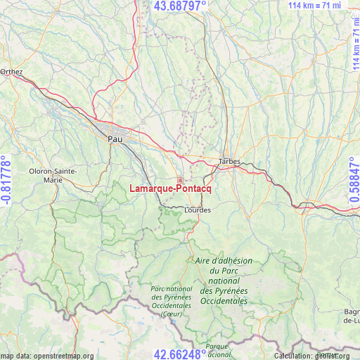 Lamarque-Pontacq on map