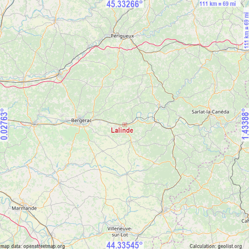 Lalinde on map