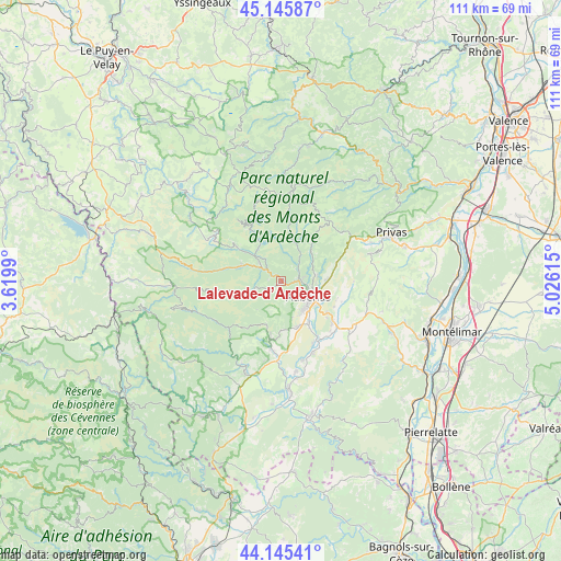 Lalevade-d’Ardèche on map