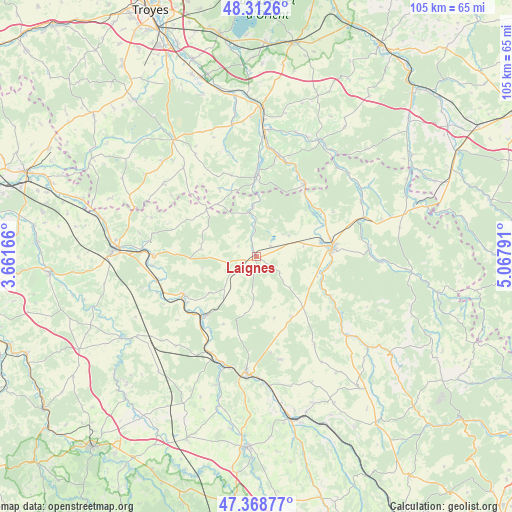 Laignes on map