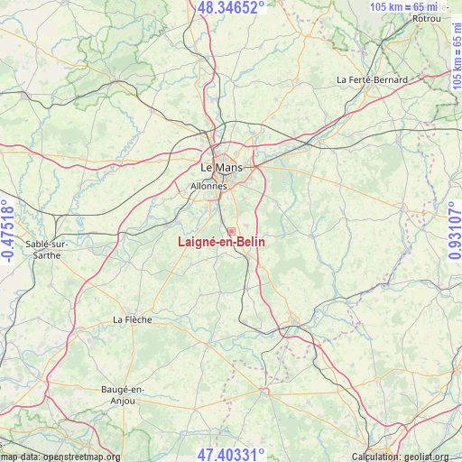 Laigné-en-Belin on map