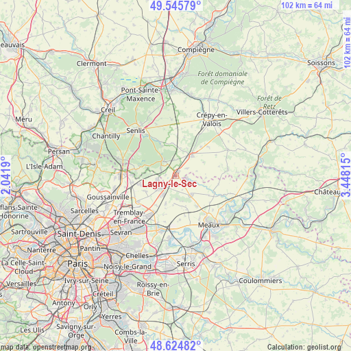 Lagny-le-Sec on map