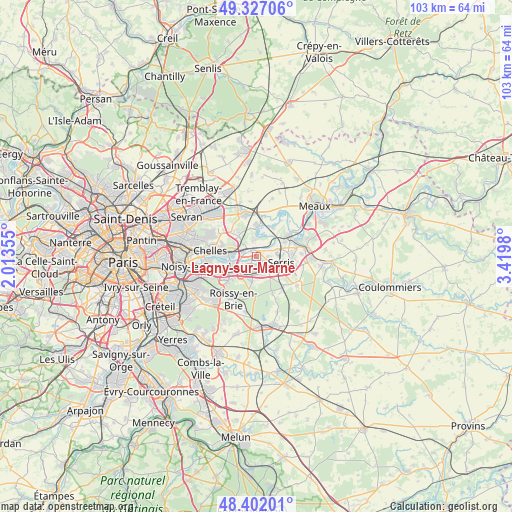 Lagny-sur-Marne on map