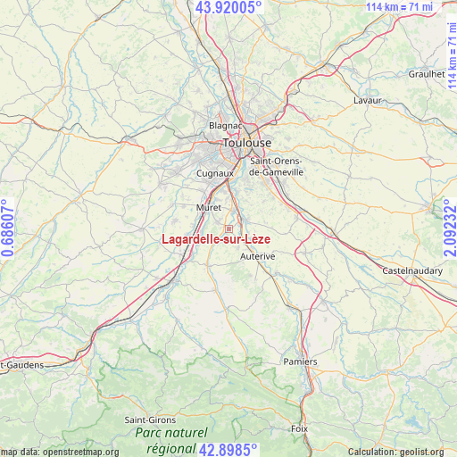 Lagardelle-sur-Lèze on map