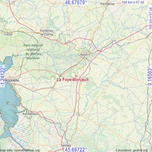 La Foye-Monjault on map