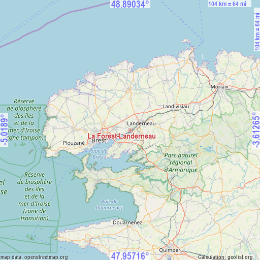 La Forest-Landerneau on map