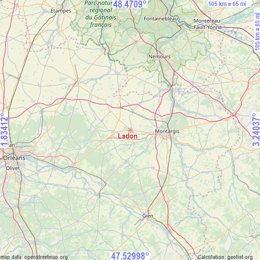 Ladon on map