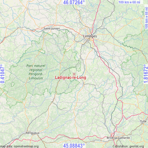 Ladignac-le-Long on map