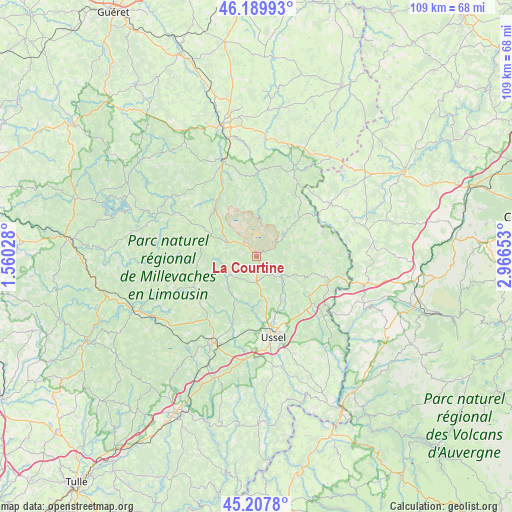 La Courtine on map