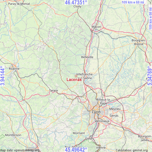 Lacenas on map