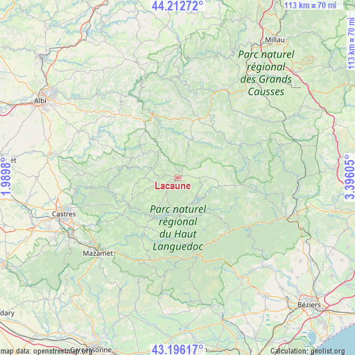 Lacaune on map