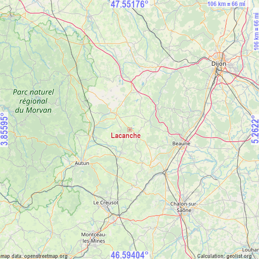 Lacanche on map