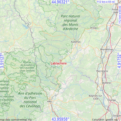 Lablachère on map