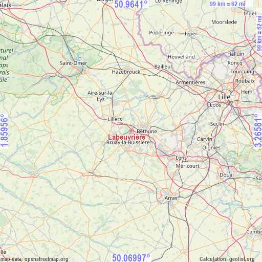 Labeuvrière on map