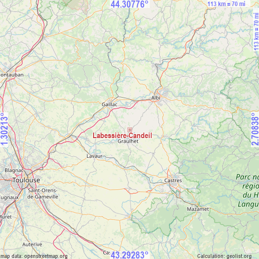Labessière-Candeil on map