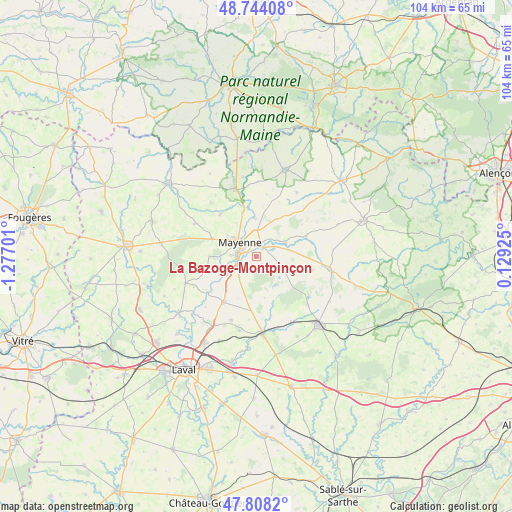 La Bazoge-Montpinçon on map