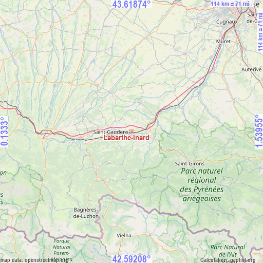 Labarthe-Inard on map