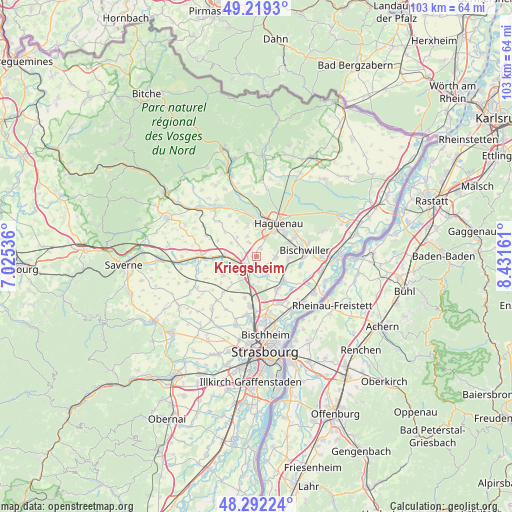 Kriegsheim on map