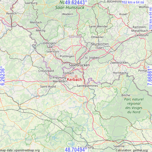 Kerbach on map