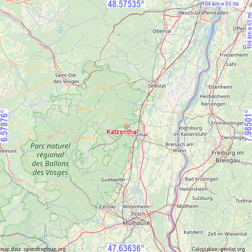 Katzenthal on map