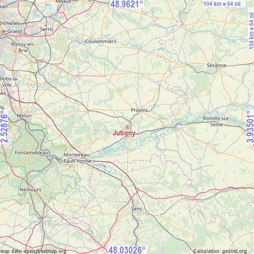 Jutigny on map