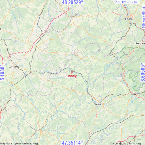 Jussey on map