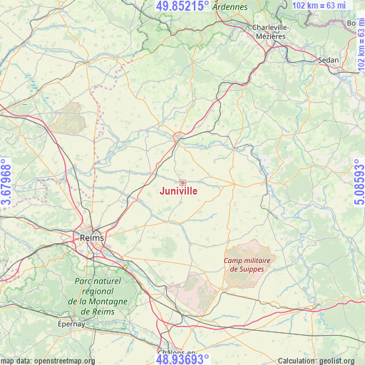 Juniville on map