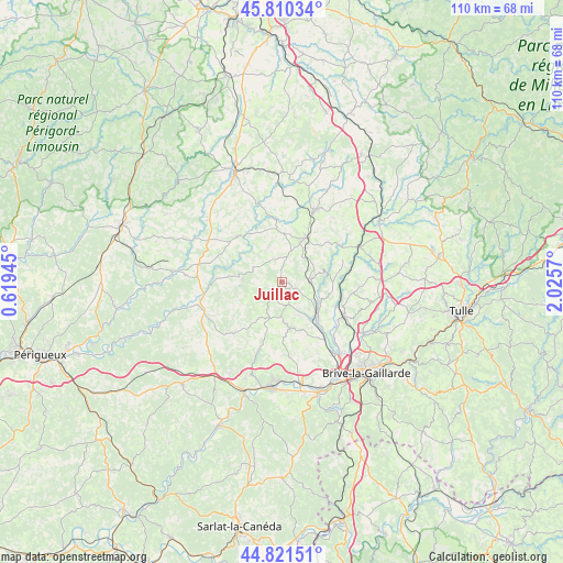 Juillac on map