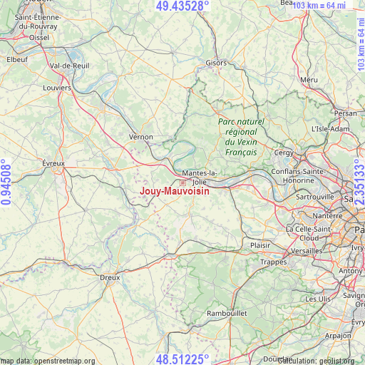 Jouy-Mauvoisin on map