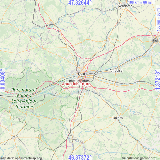 Joué-lès-Tours on map
