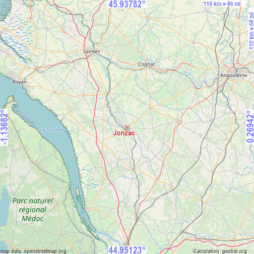 Jonzac on map