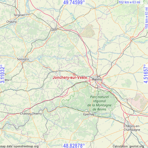 Jonchery-sur-Vesle on map