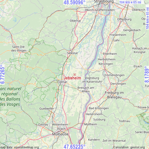 Jebsheim on map