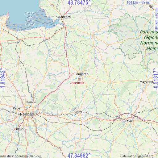 Javené on map